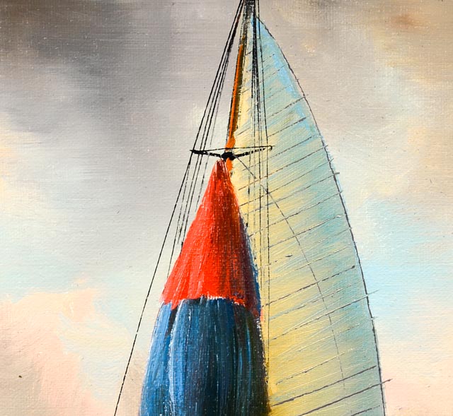 Nautical Oil Painting of Sailboats