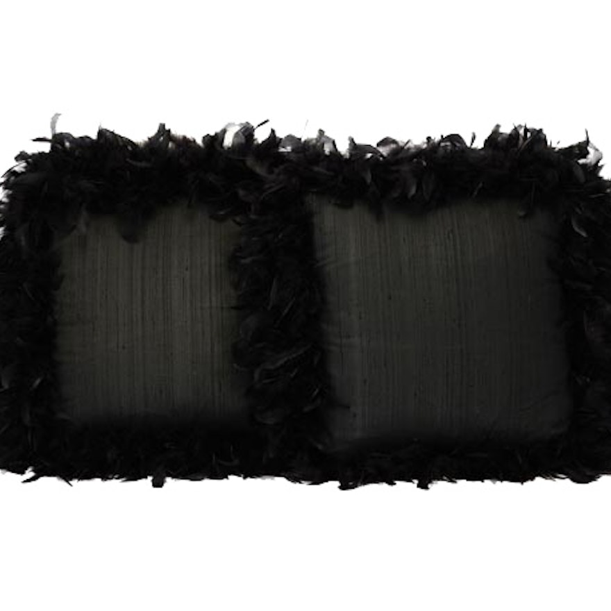 Pair of Black Silk and Feather Pillows