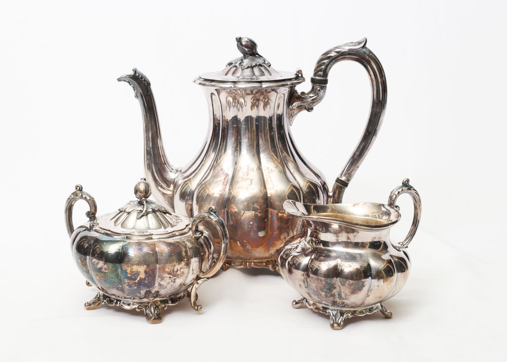 Sheffield Melon Silver Plate Tea and Coffee Service