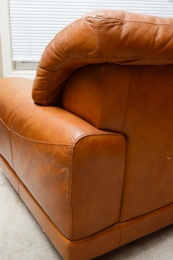 Oversized Leather Chair and Ottoman