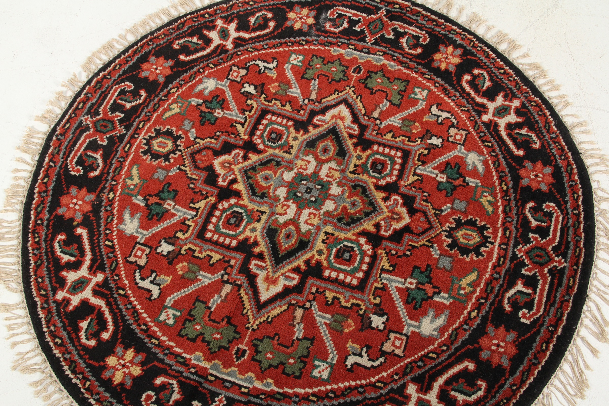 Round Hand Knotted Herati Themed Rug