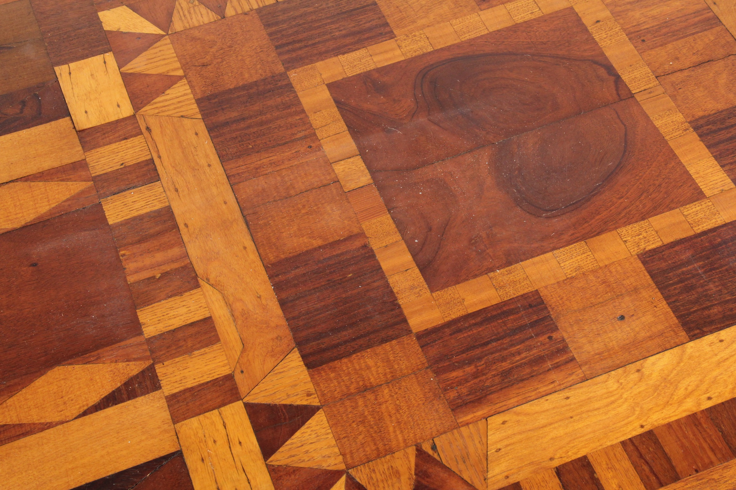 Folk Art Inlaid Wood Table