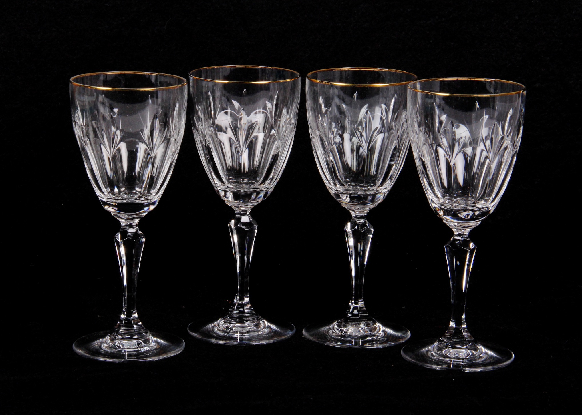 Quartet of Gorham Crystal Wine Goblets
