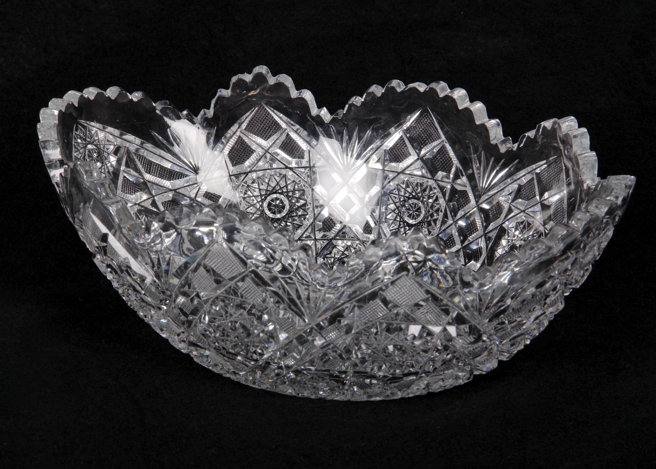 American Brilliant Cut Glass Oval Bowl