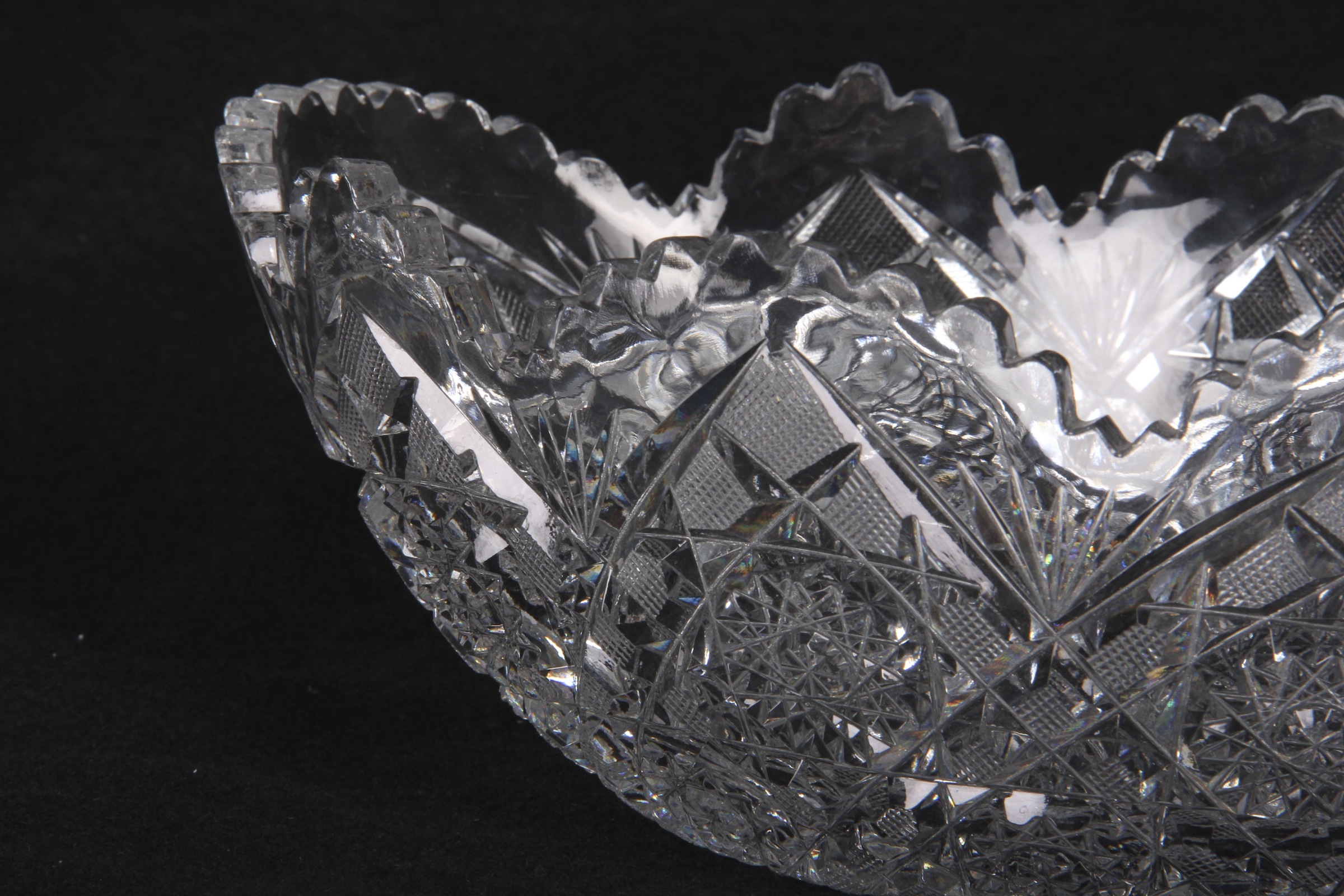 American Brilliant Cut Glass Oval Bowl