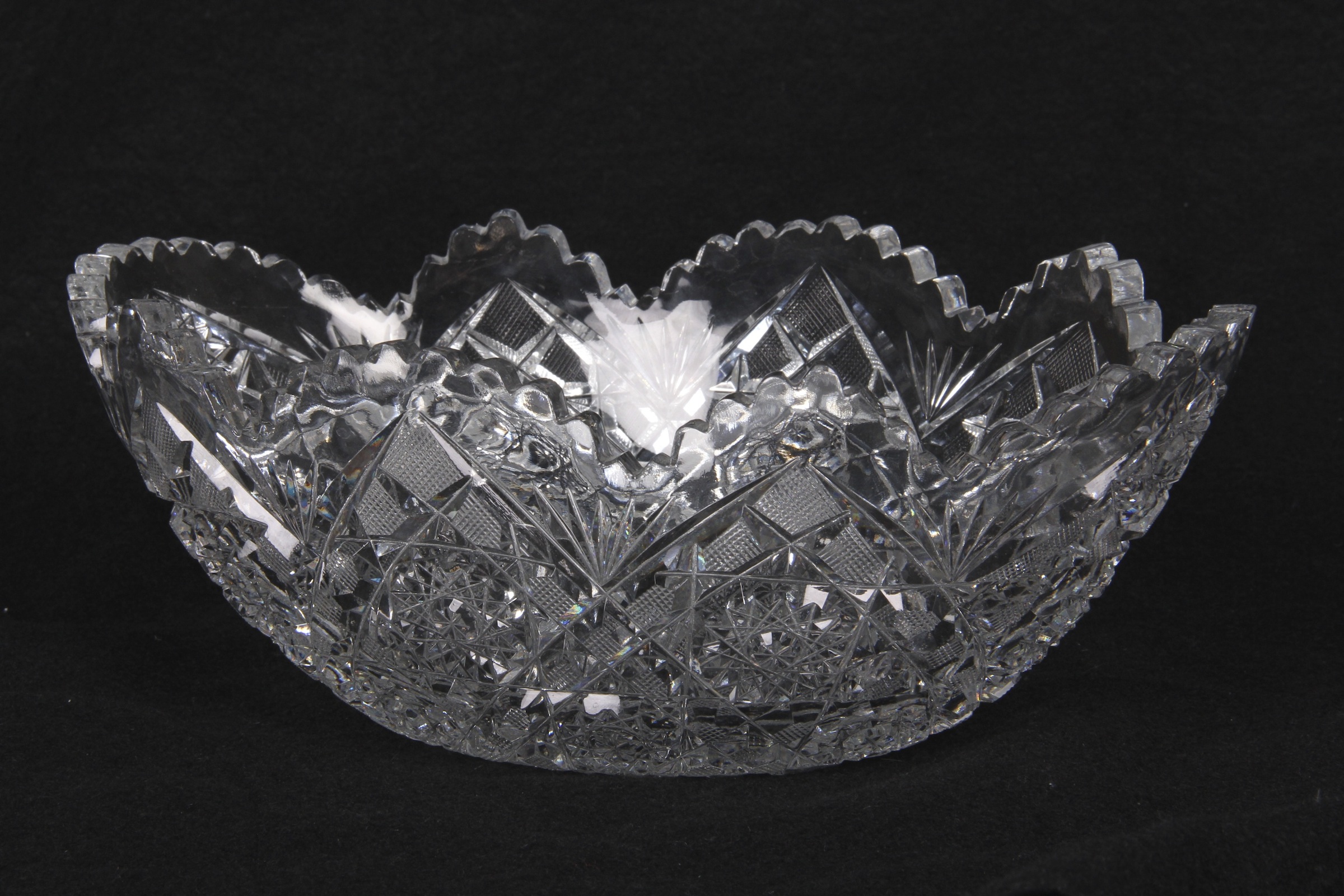 American Brilliant Cut Glass Oval Bowl