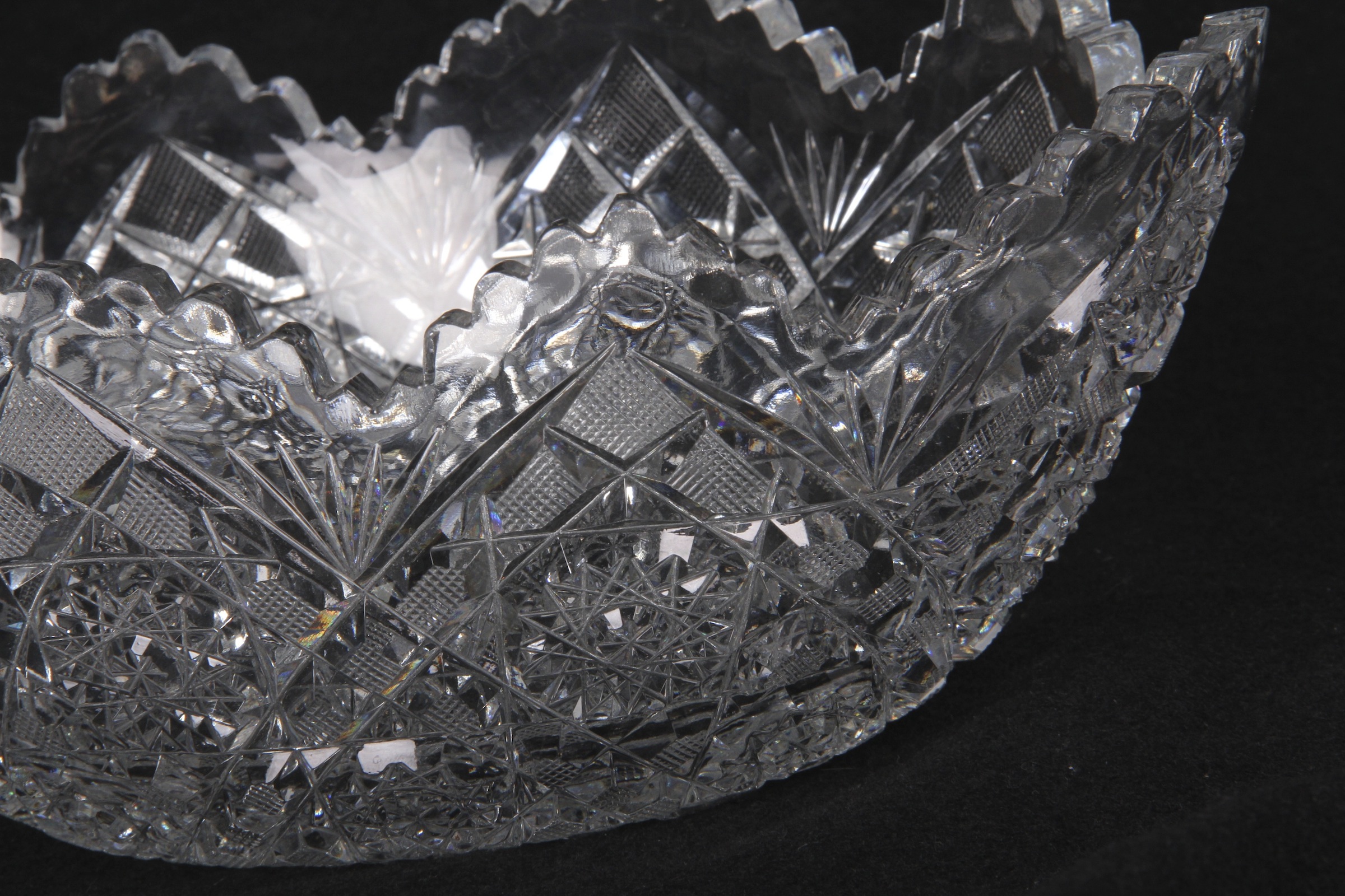 American Brilliant Cut Glass Oval Bowl