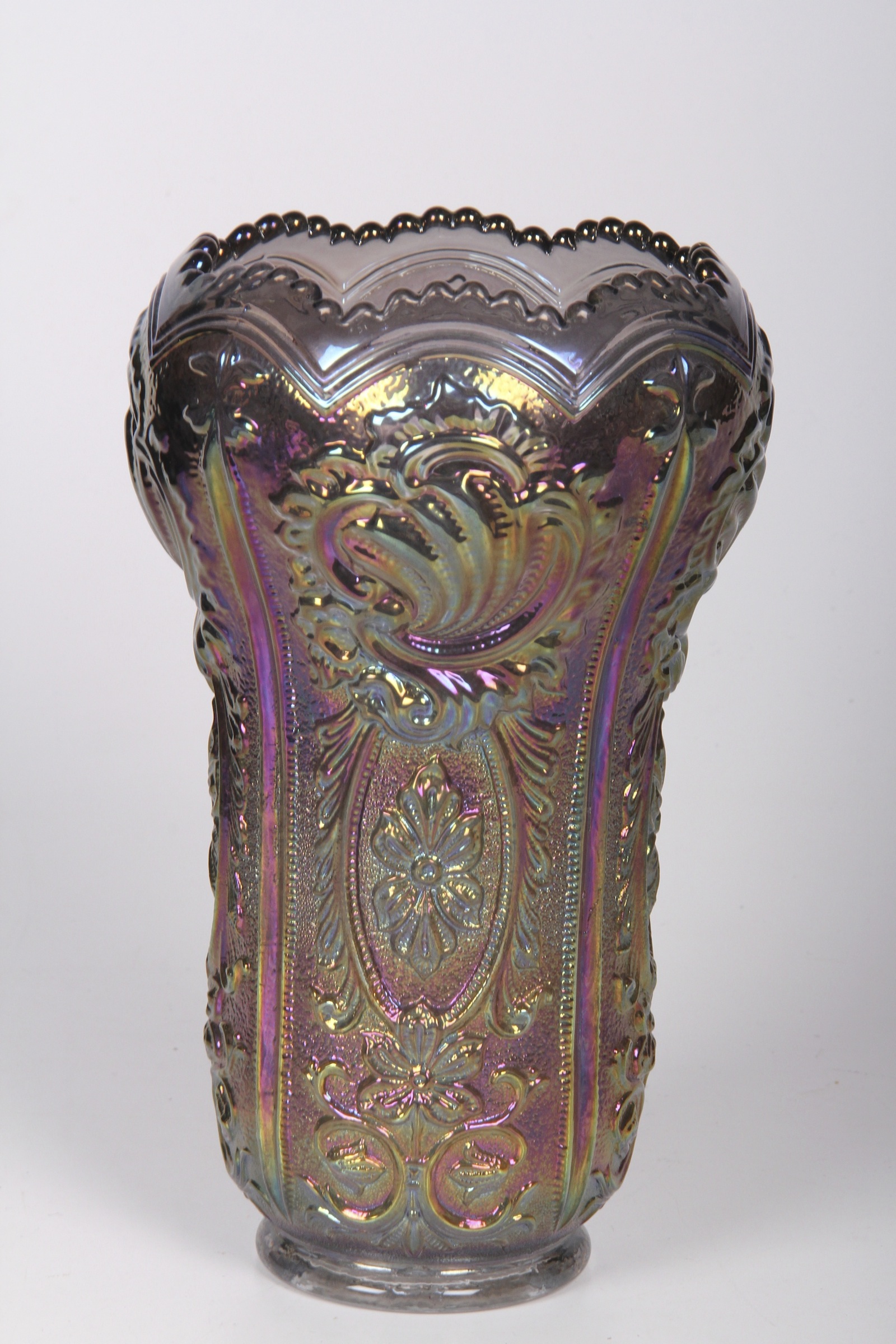 Imperial Smoke Carnival Glass Vase