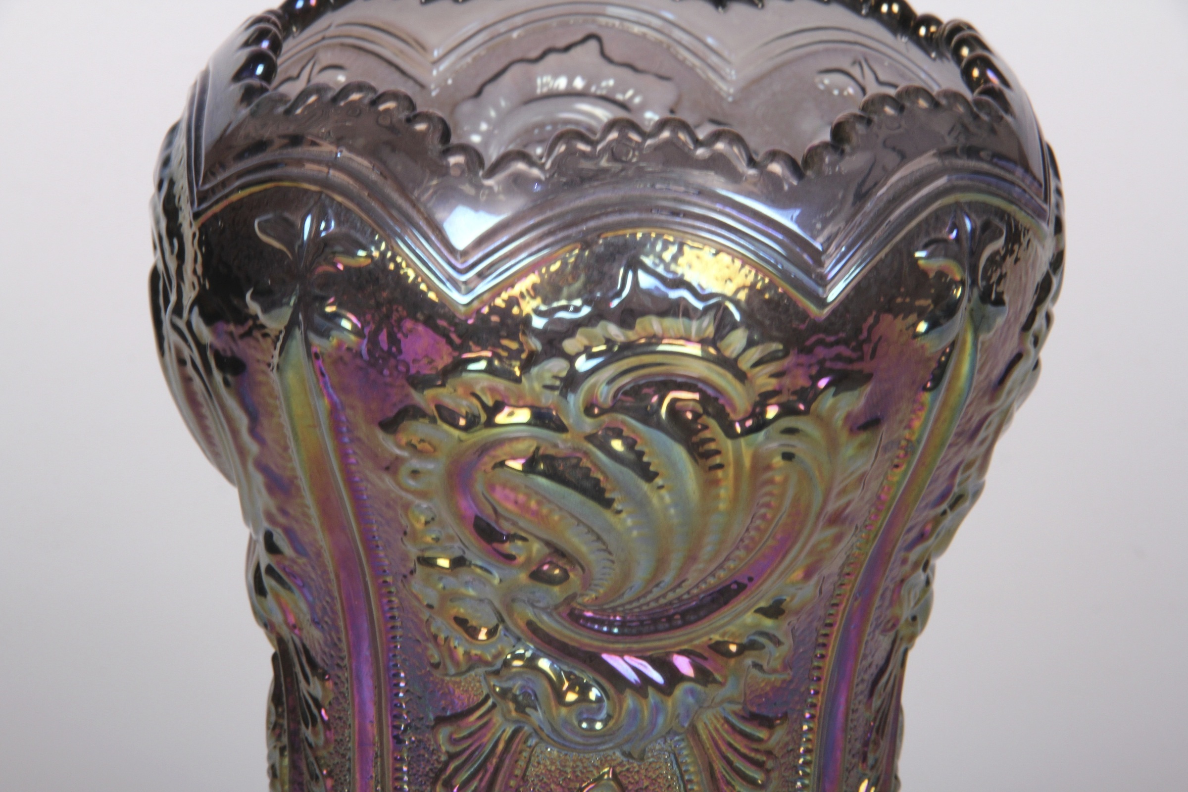 Imperial Smoke Carnival Glass Vase