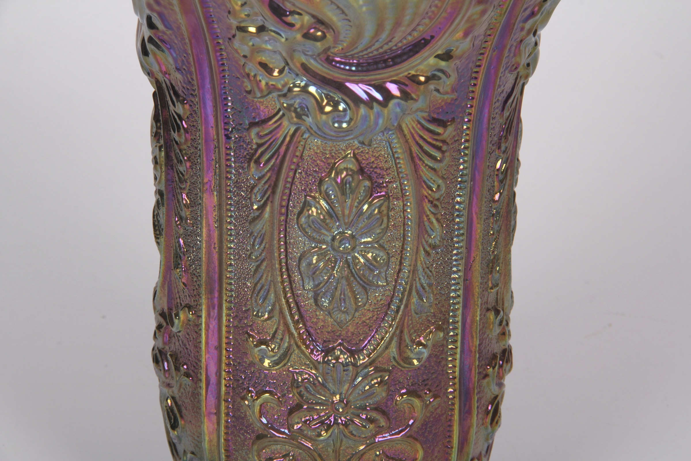 Imperial Smoke Carnival Glass Vase