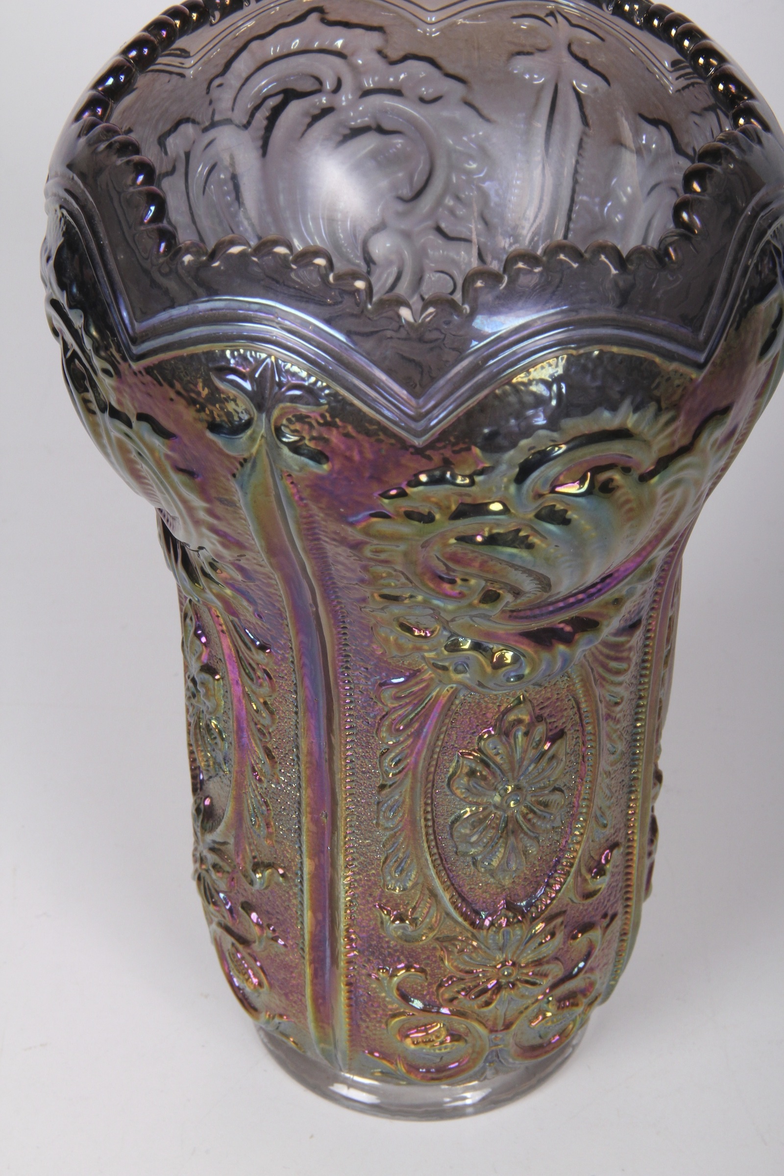Imperial Smoke Carnival Glass Vase
