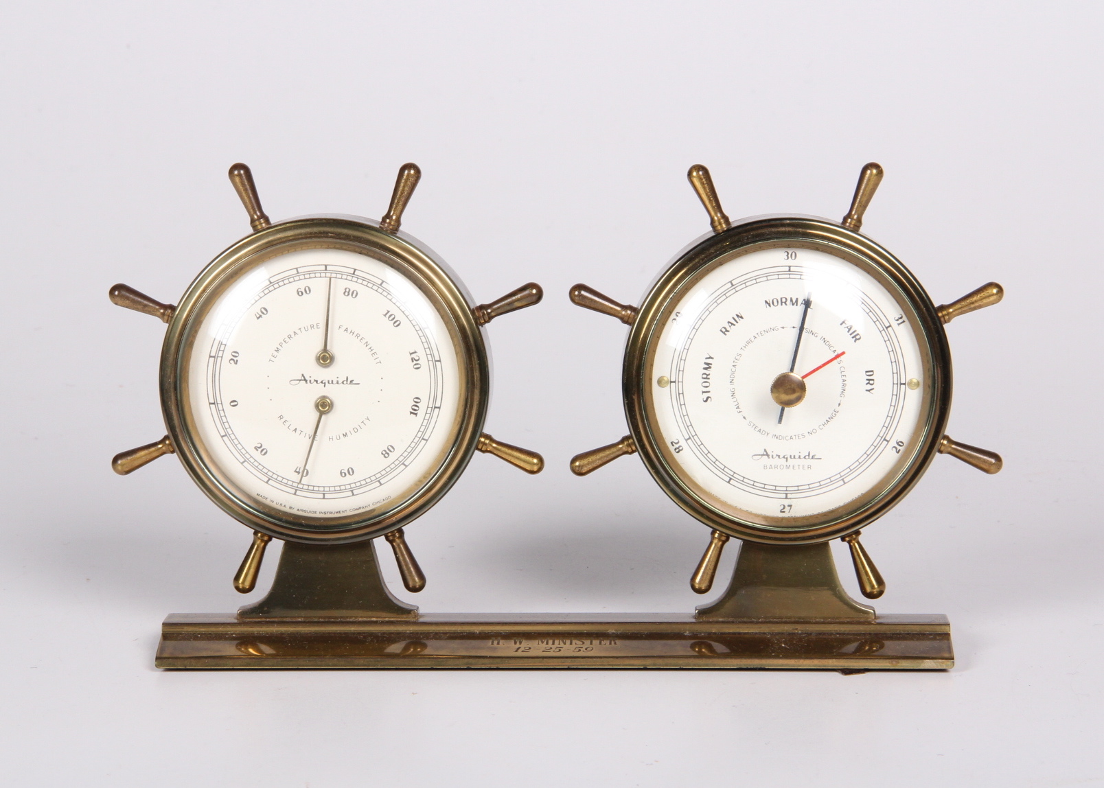 Airguide Brass Barometer and Thermometer