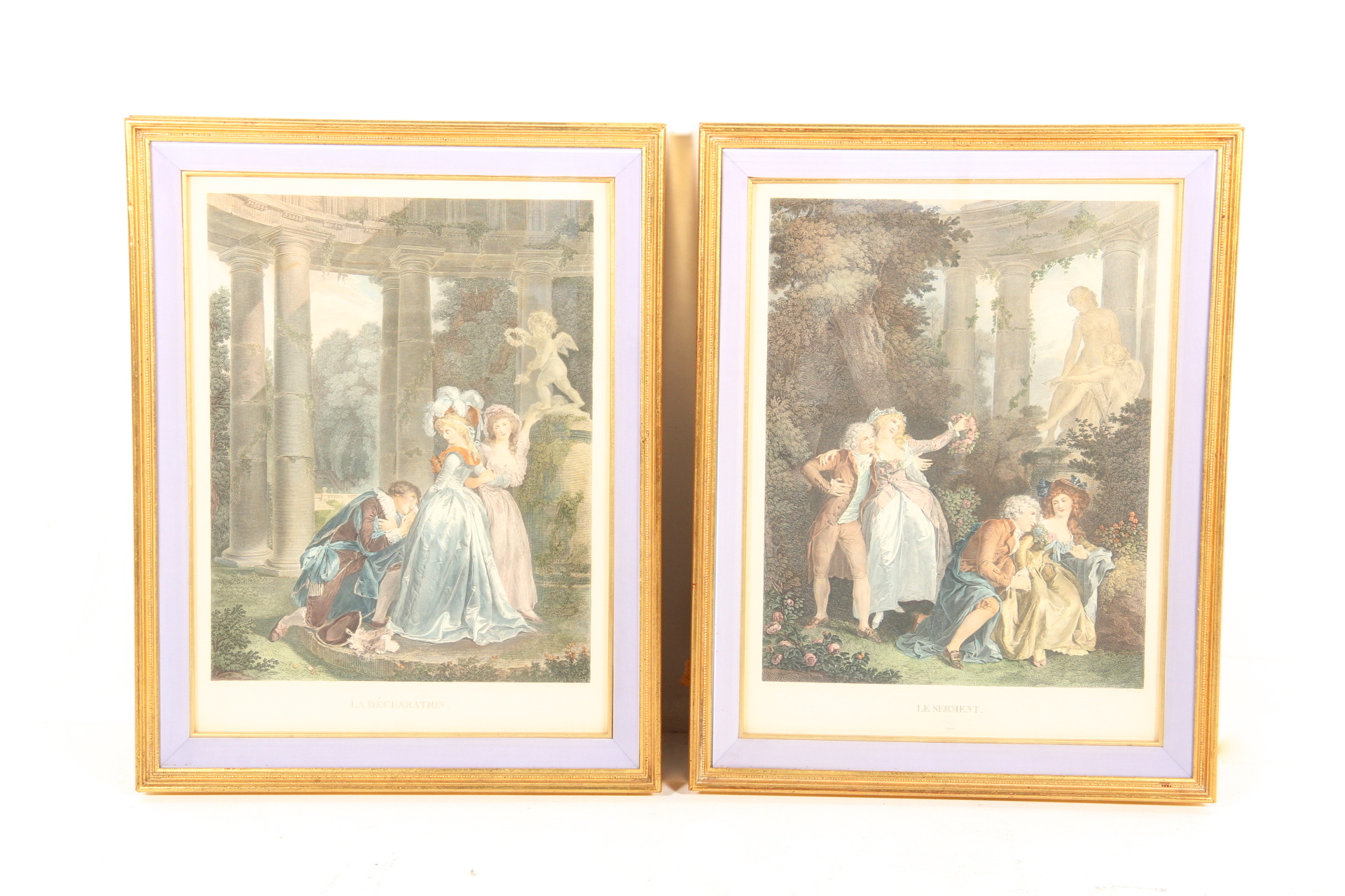 Pair of Fragonard Hand Colored Etchings