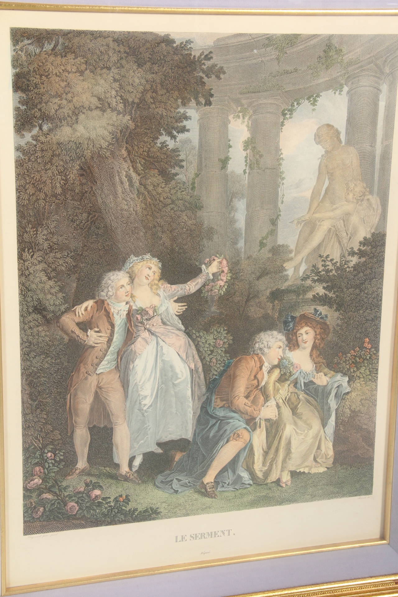 Pair of Fragonard Hand Colored Etchings