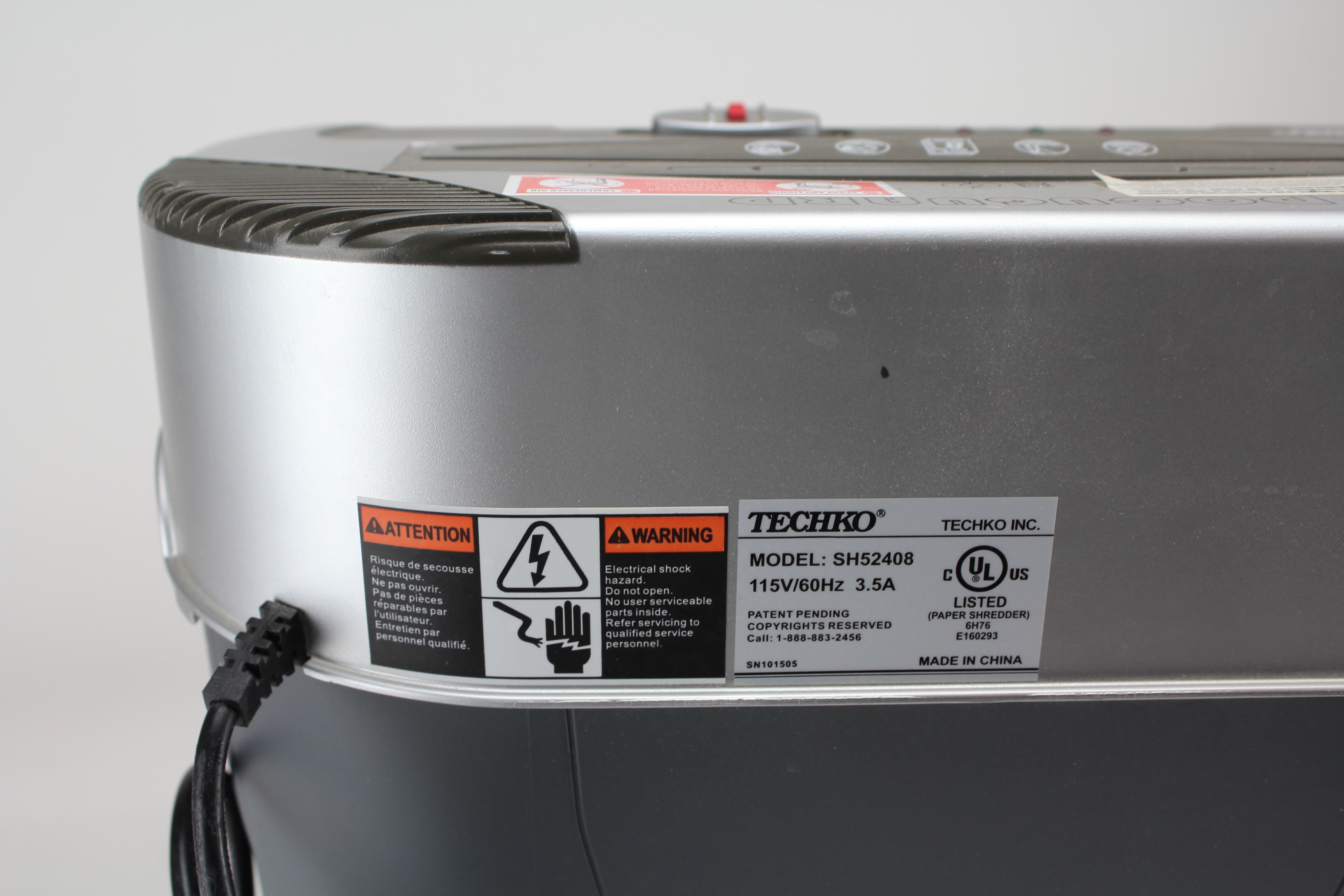 Techko SH52408 Docuguard Paper Shredder with Waste Bin