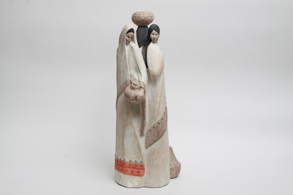 Large Terracotta Statue of Three Native American Women