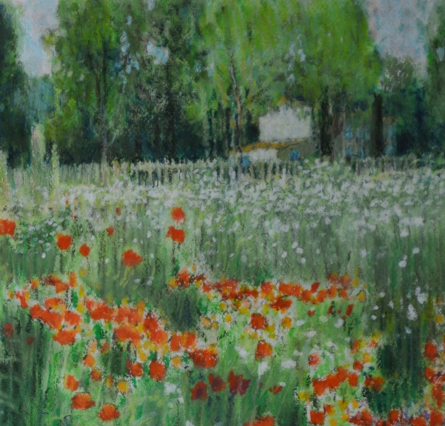 Pierre Poulain "Les Coquelicots" Original Pastel Painting