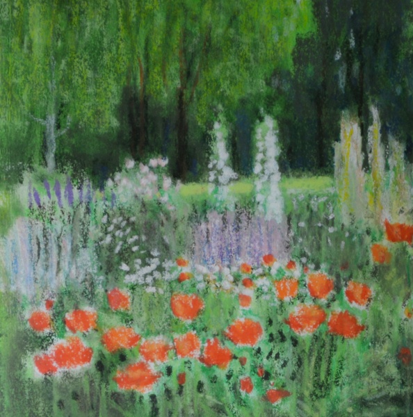 Pierre Poulain "Les Coquelicots" Original Pastel Painting