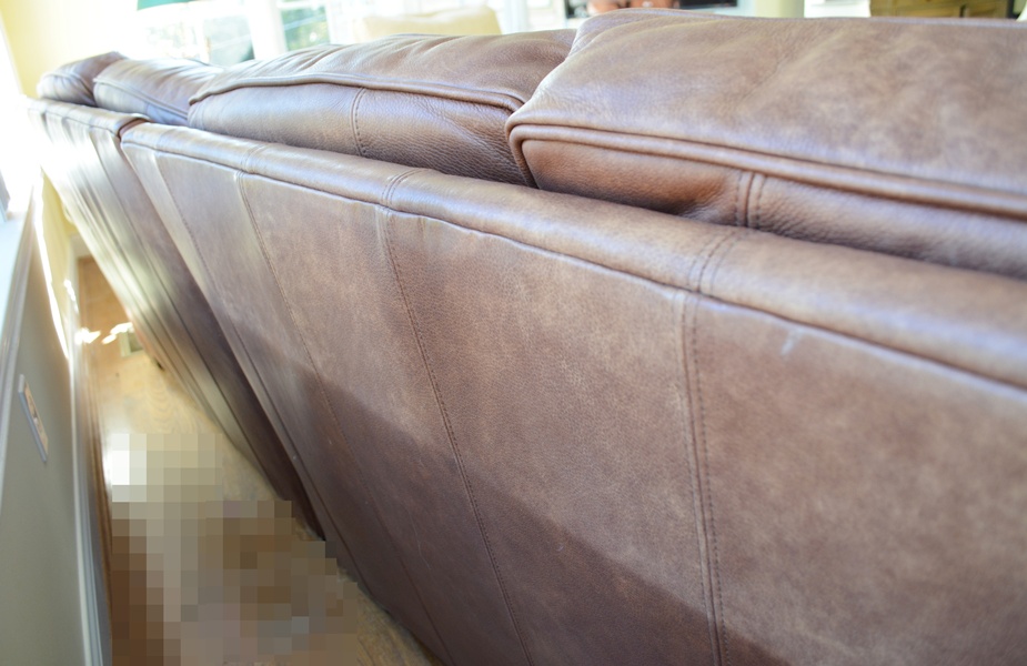 Arhaus Brentwood Tiger Mahogany Leather Sofa