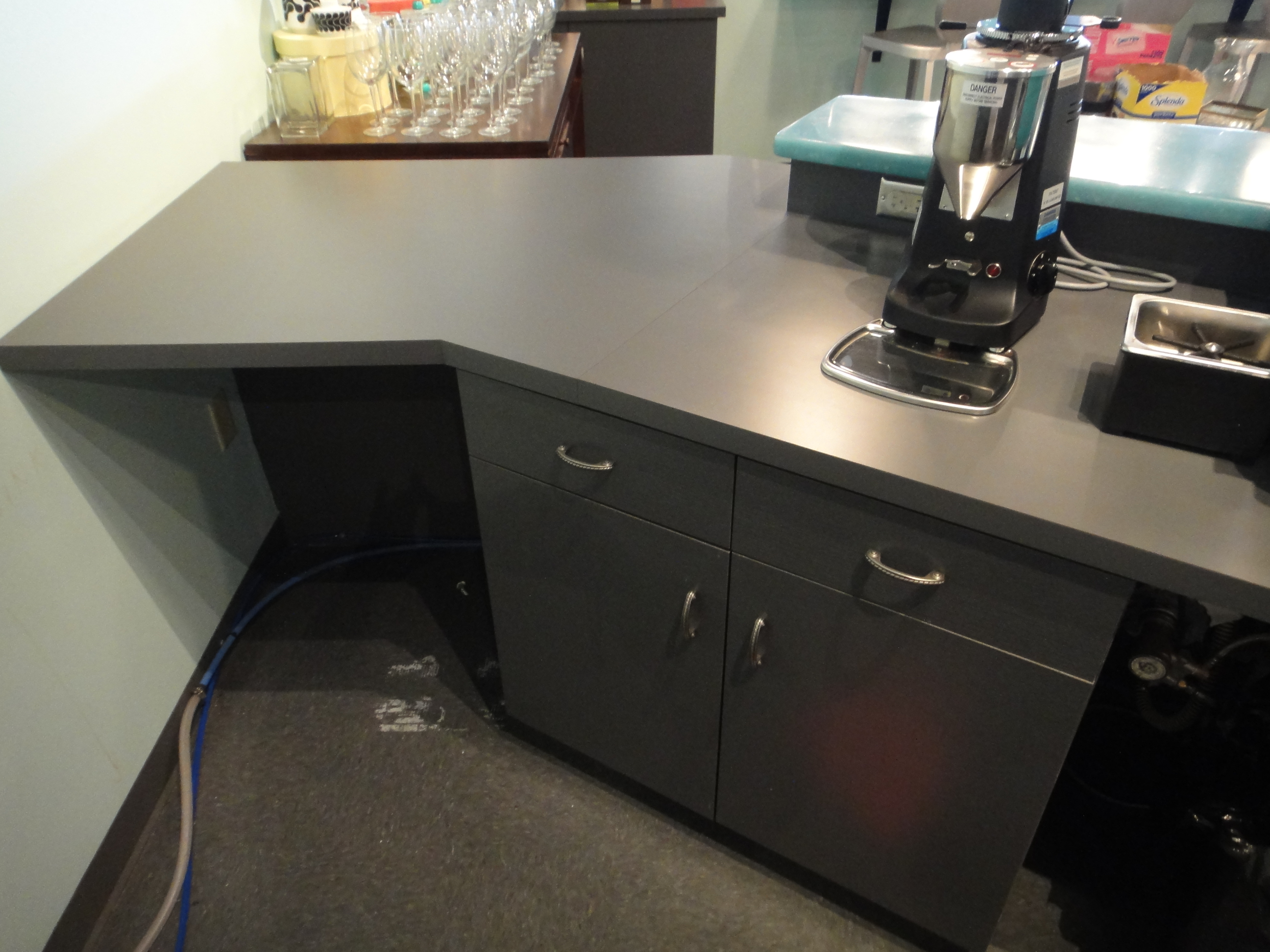 Full Counter, Lower Counter and Curved Corian Upper Counter