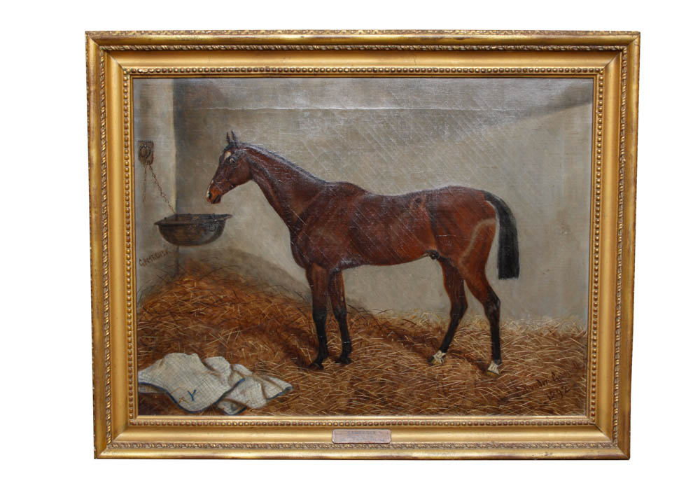 Collender Goldsmith 19th Century Equestrian Portrait Oil