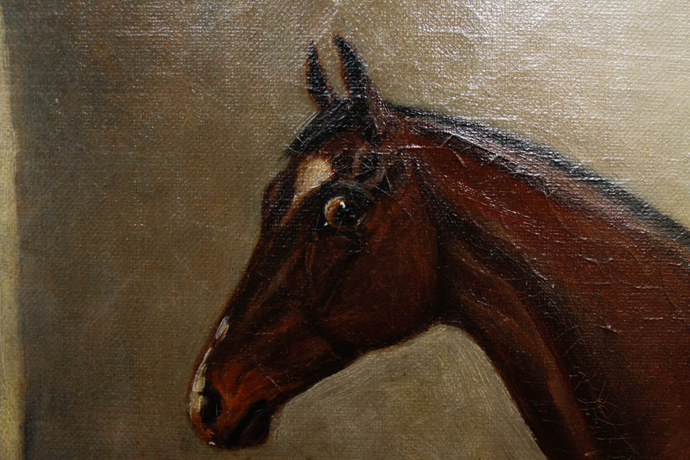 Collender Goldsmith 19th Century Equestrian Portrait Oil