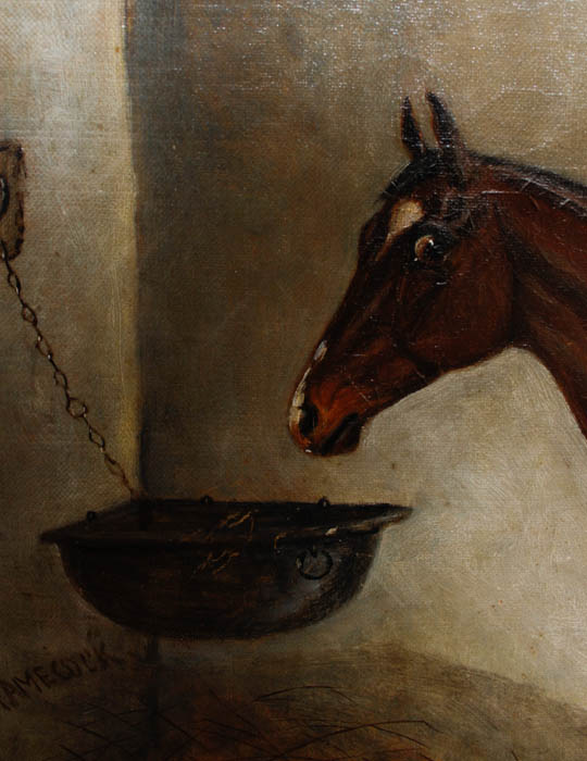 Collender Goldsmith 19th Century Equestrian Portrait Oil