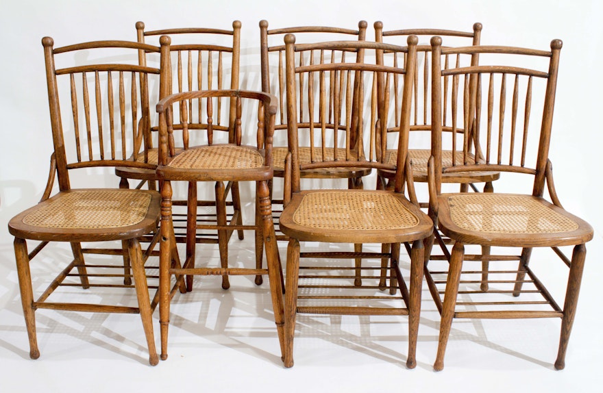 Antique Heywood Wakefield Oak Dining Chairs