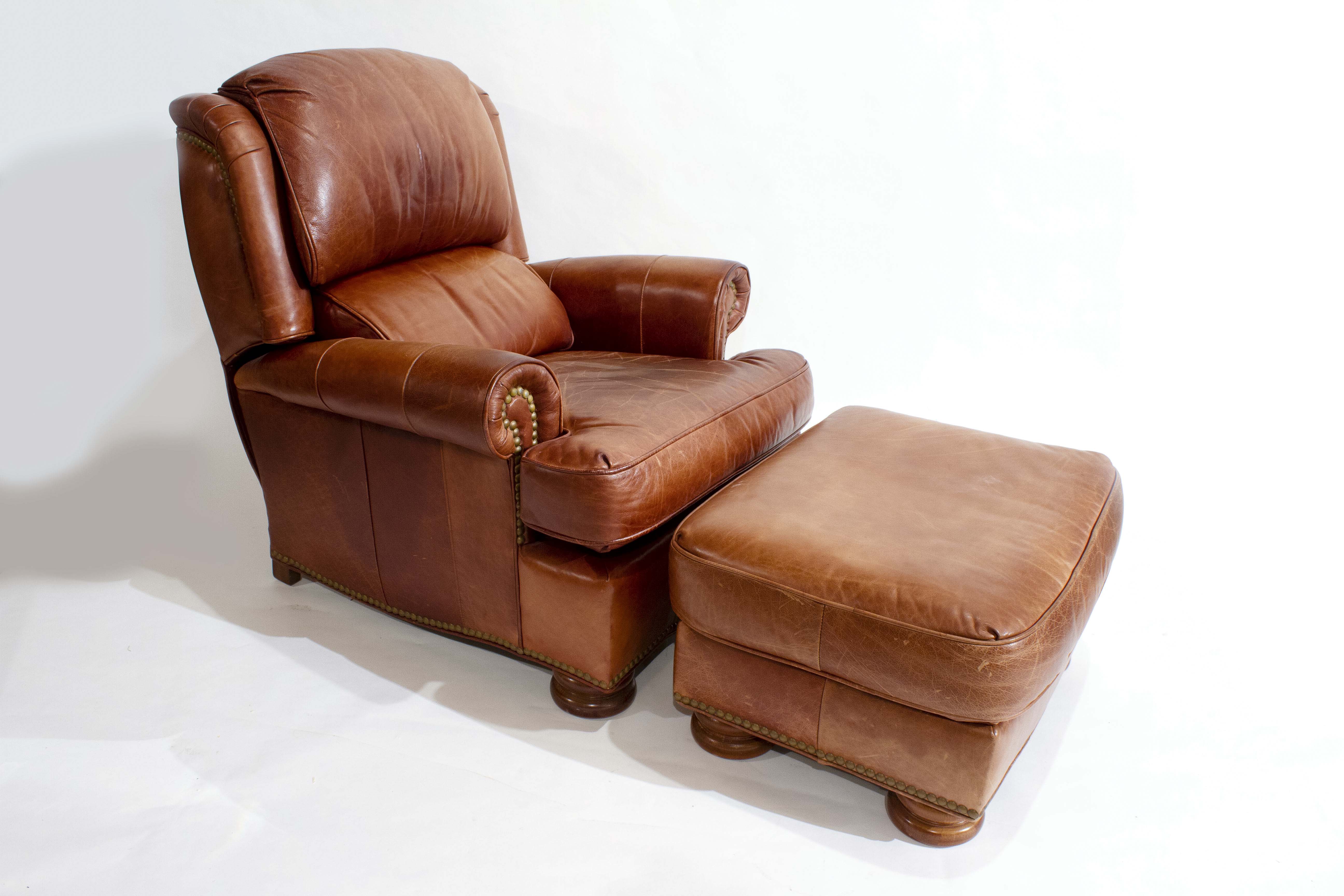 Bradington Young Leather Recliner with Ottoman