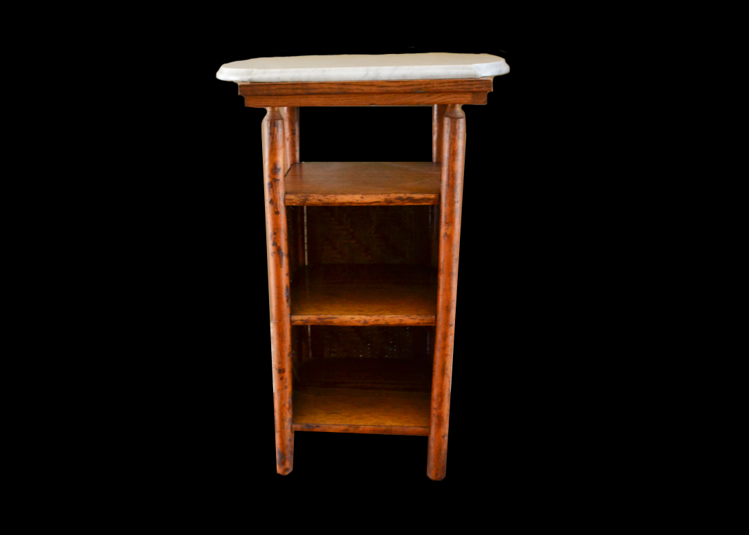 Old Hickory Furniture Magazine Stand with Marble Slab