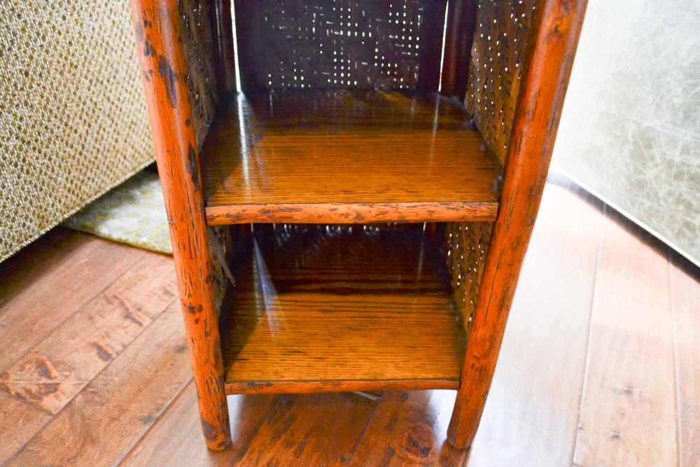 Old Hickory Furniture Magazine Stand with Marble Slab