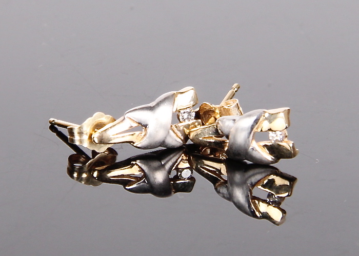 14k Yellow and White Gold Earrings