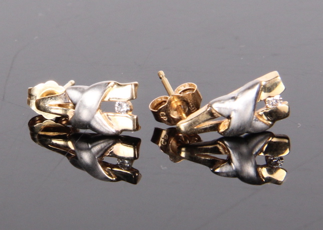 14k Yellow and White Gold Earrings