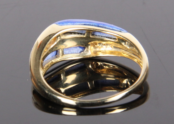 14 K Gold Lapis Lazuli and Diamond Ring