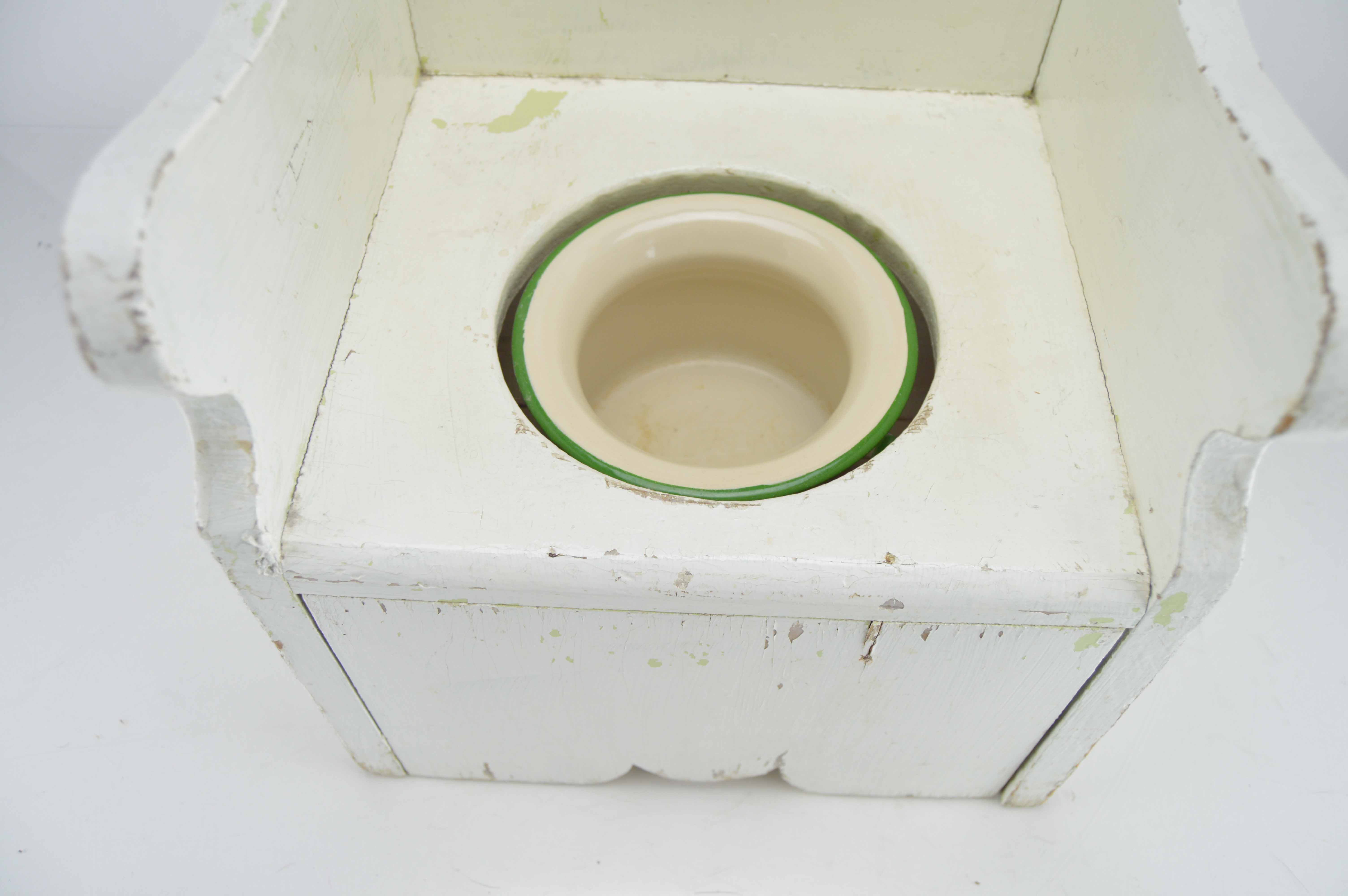Vintage Handmade Potty Chair With Granite Potty