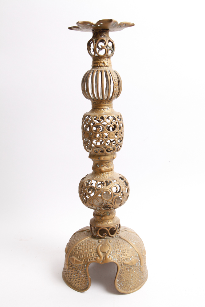 Decorative Household Assortment  Including an Antique Candlestick