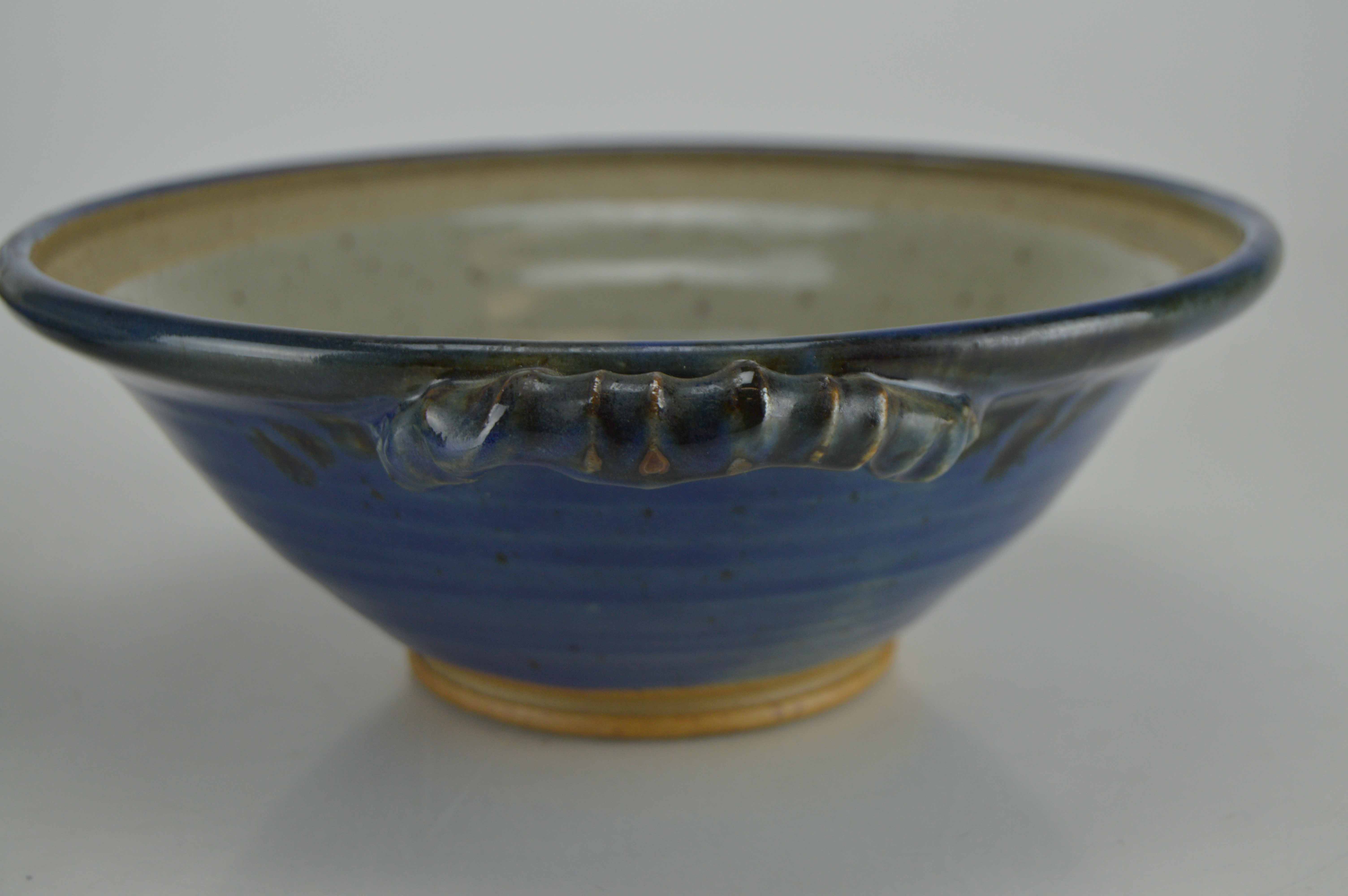 Glazed Blue Ceramic Bowl With Lid