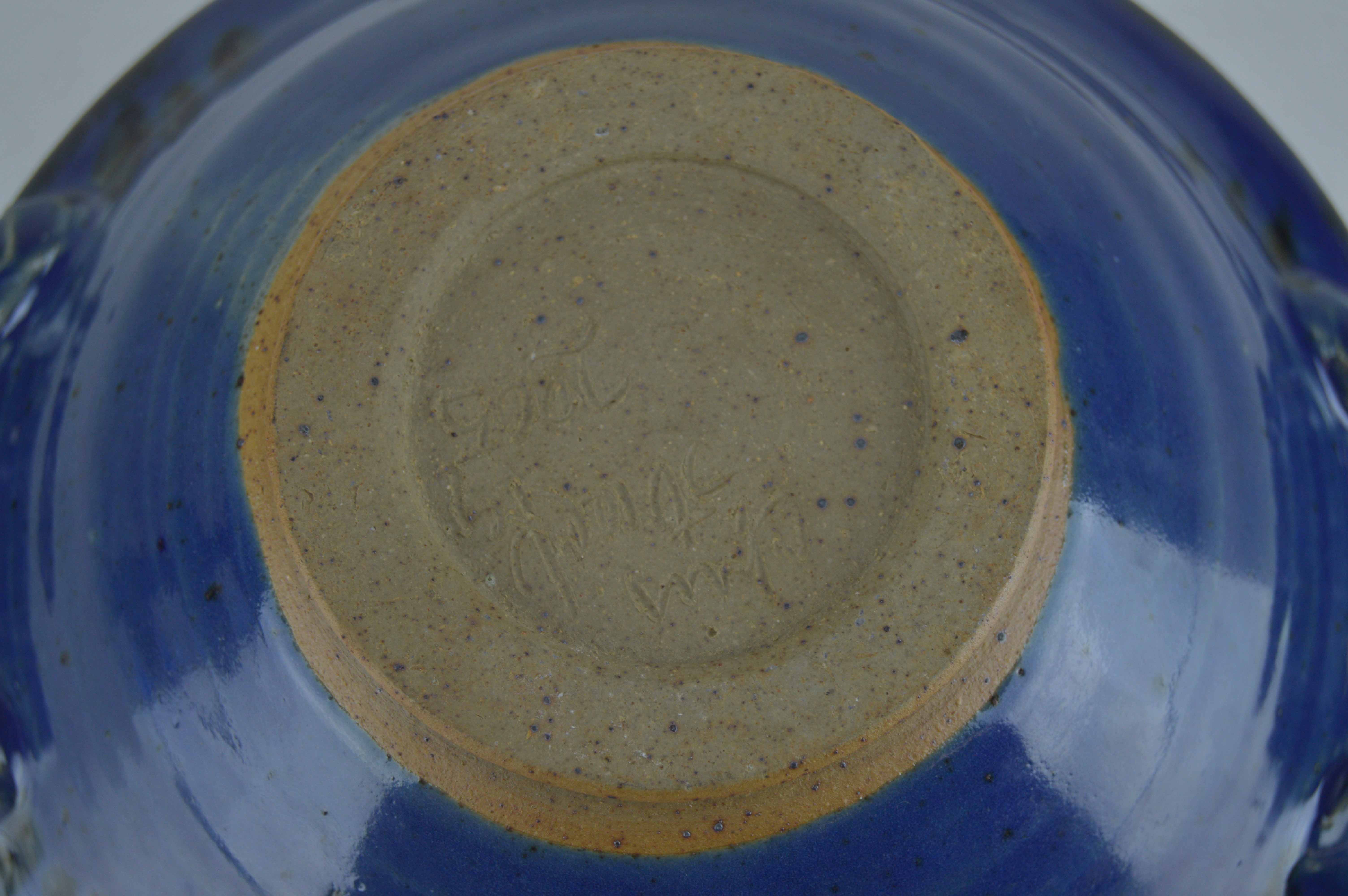 Glazed Blue Ceramic Bowl With Lid