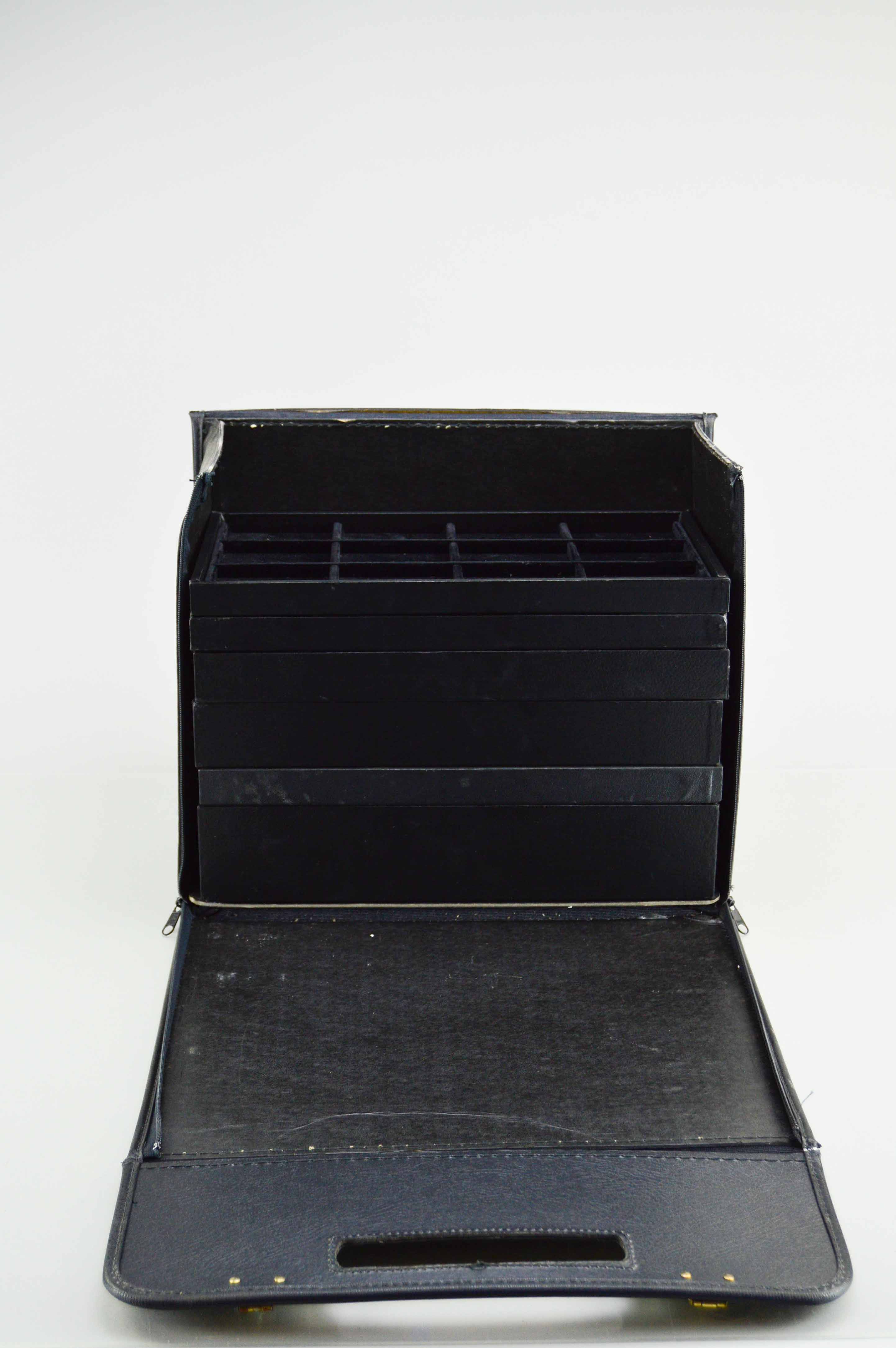Faux Black Leather Jewelry Display Case