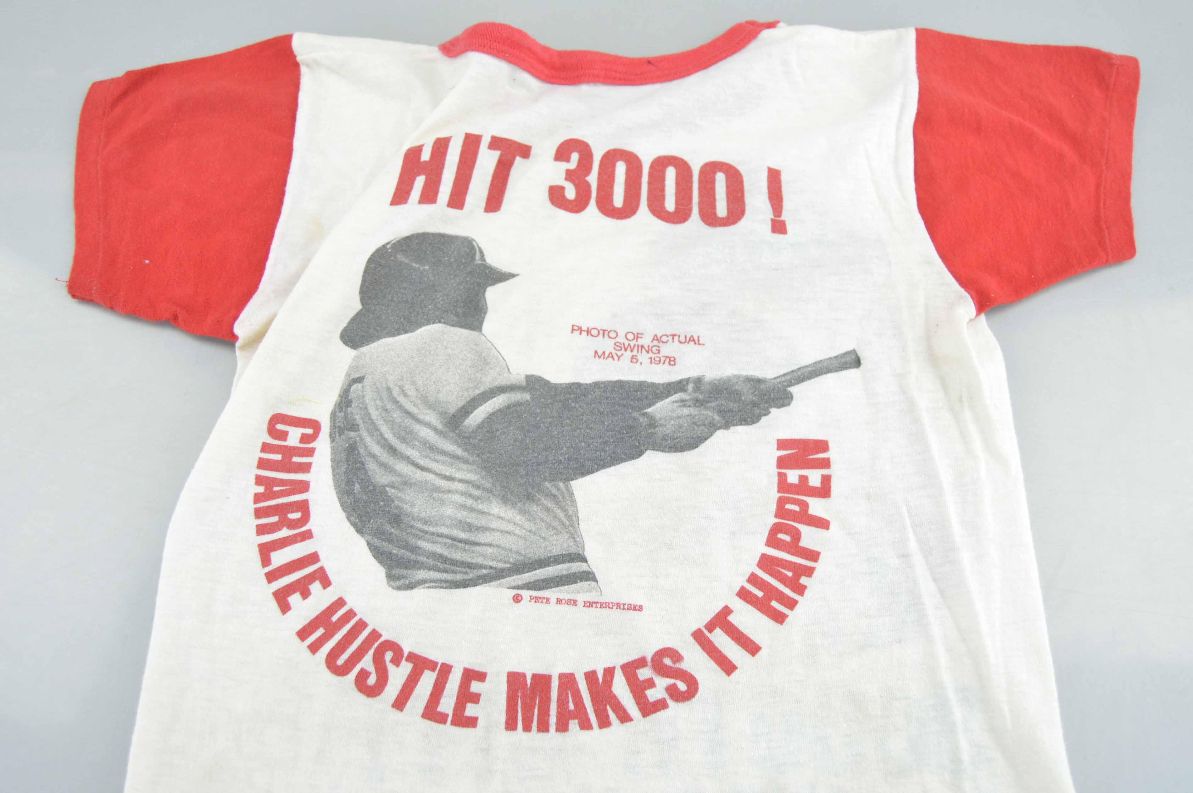 Vintage Pete Rose 3000th Hit Child's Tee Shirt and Bat