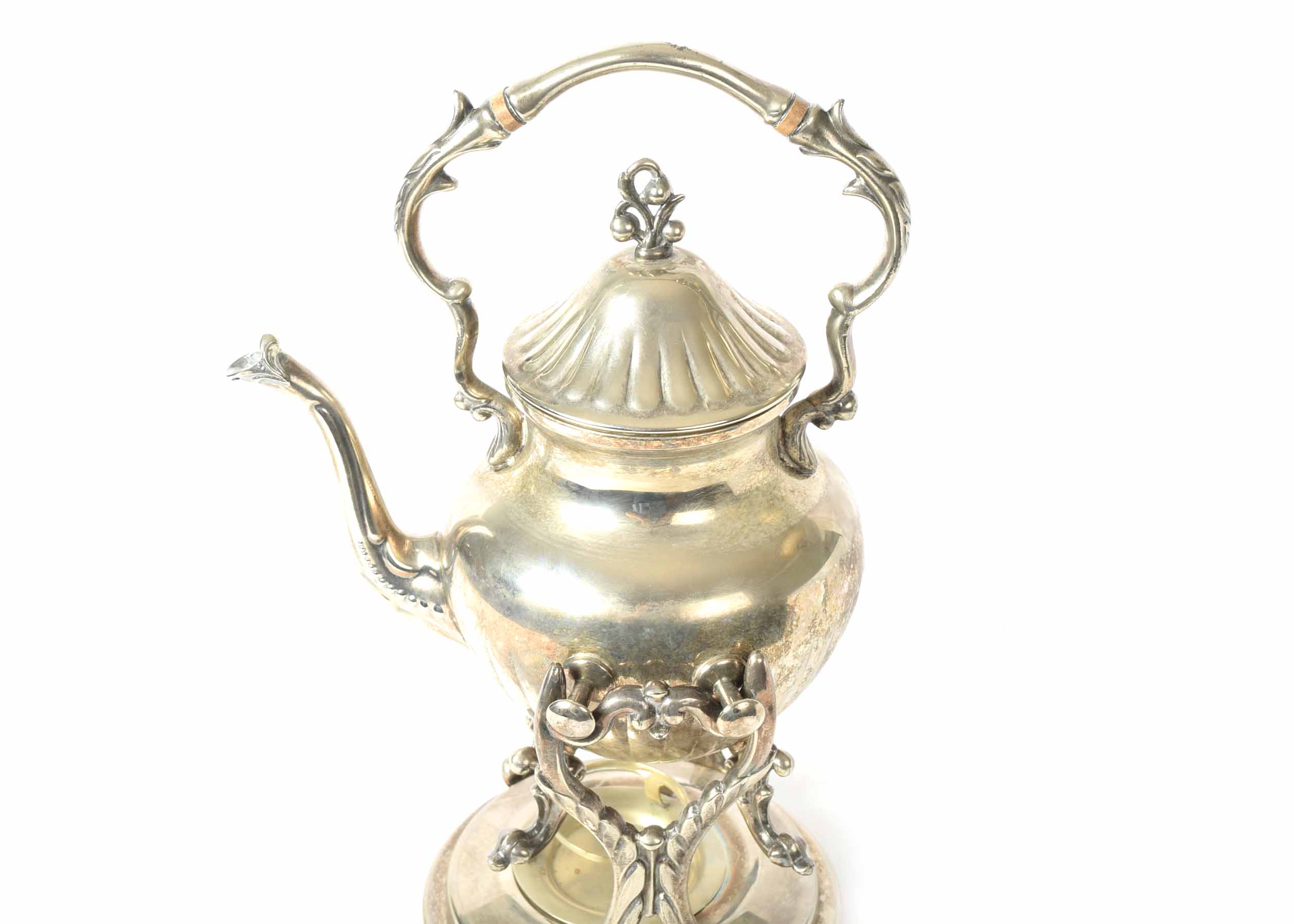 A Silverplate Coffee Urn with Stand and Warmer