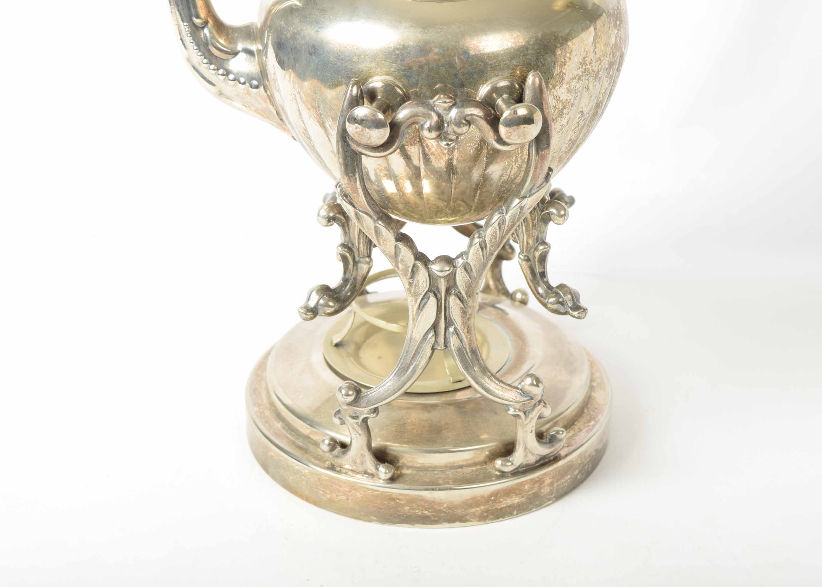 A Silverplate Coffee Urn with Stand and Warmer