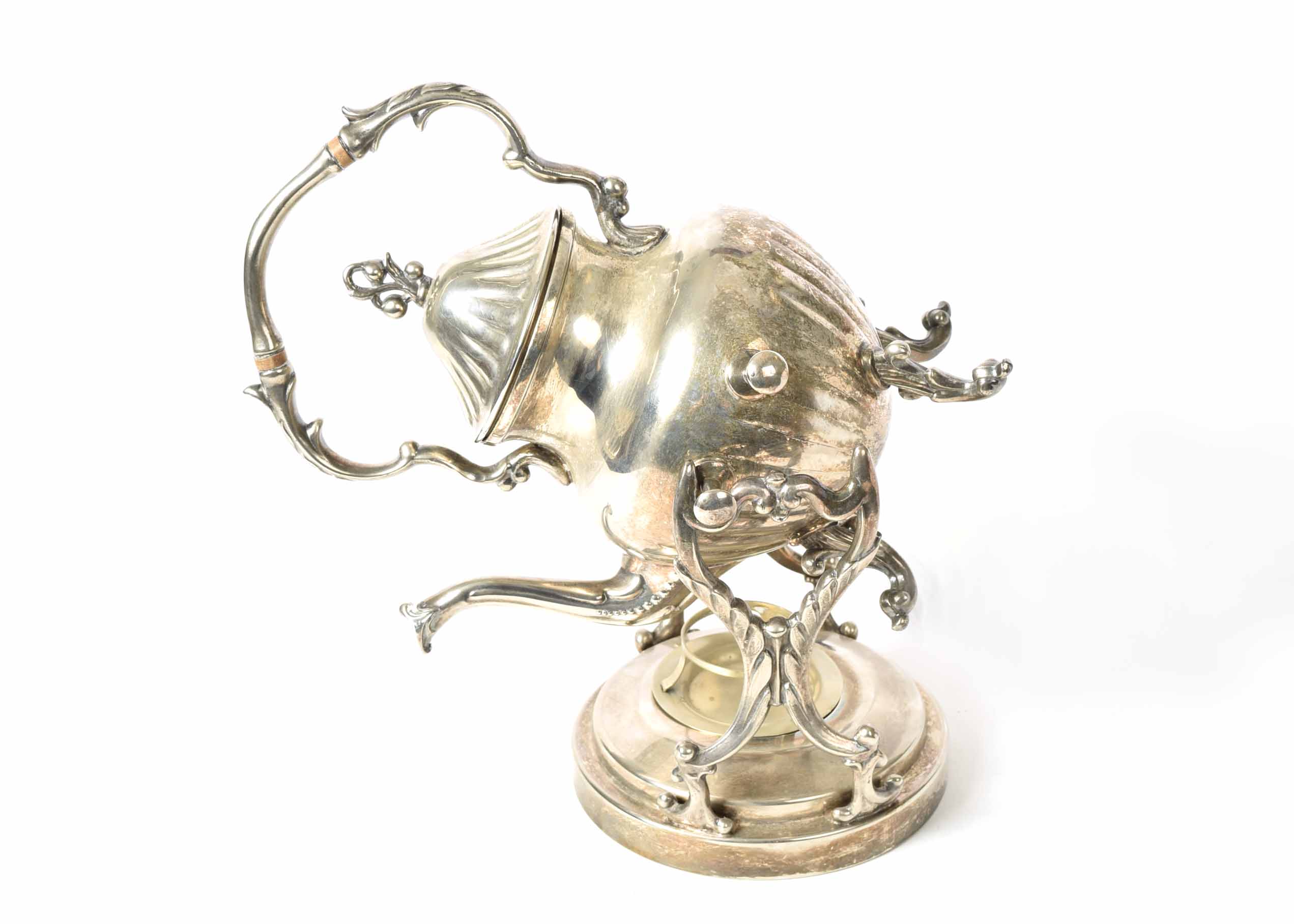 A Silverplate Coffee Urn with Stand and Warmer