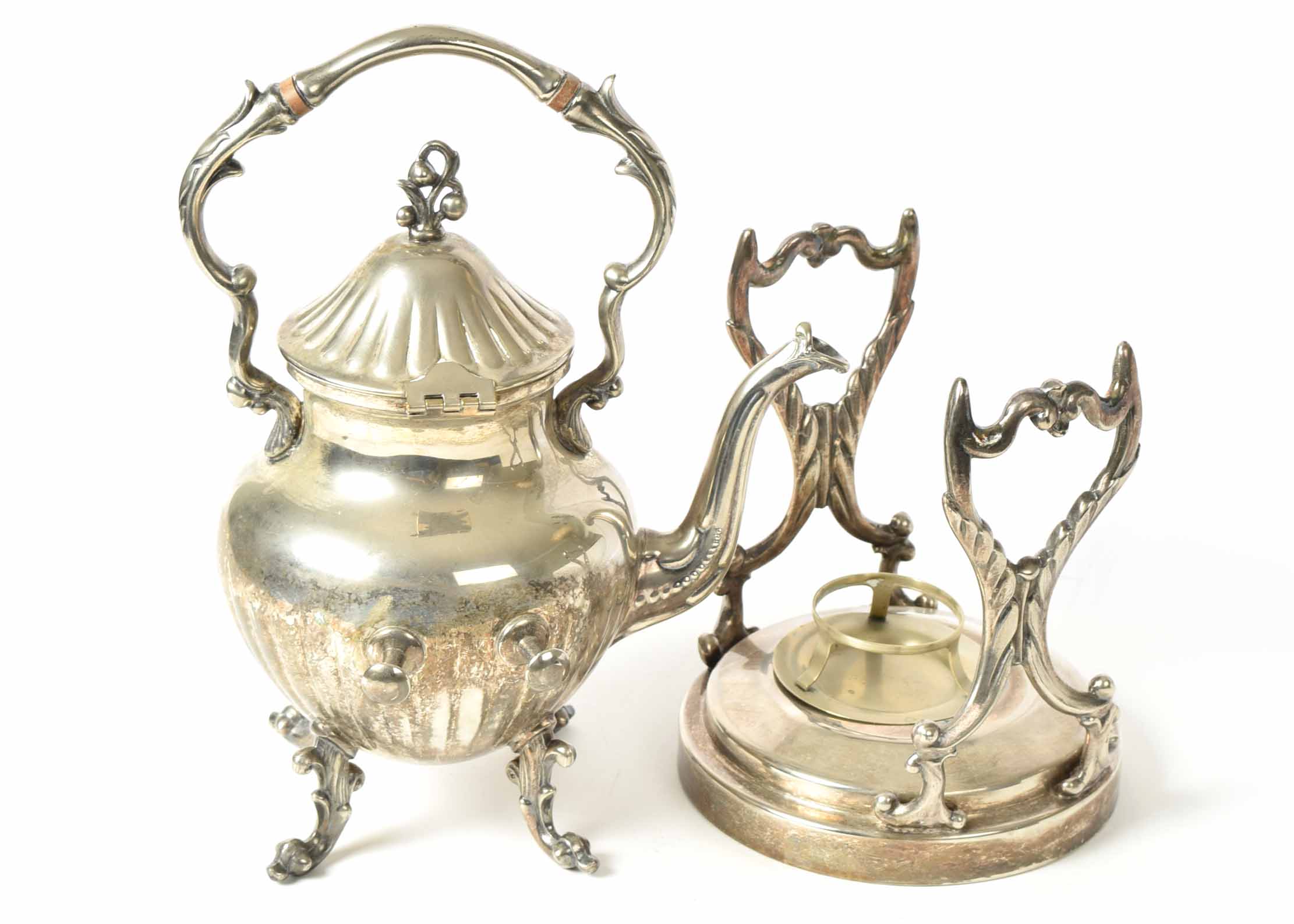 A Silverplate Coffee Urn with Stand and Warmer