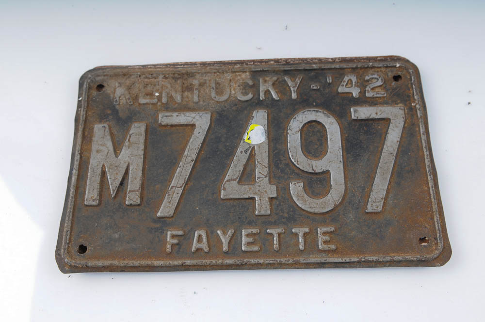 Five 1940s License Plates