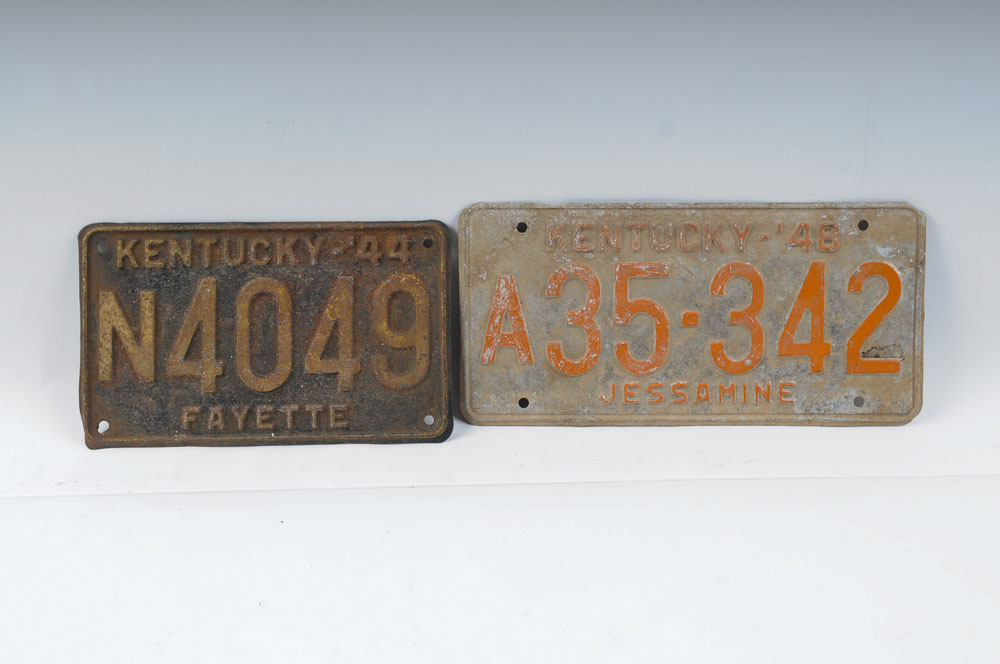 Five 1940s License Plates