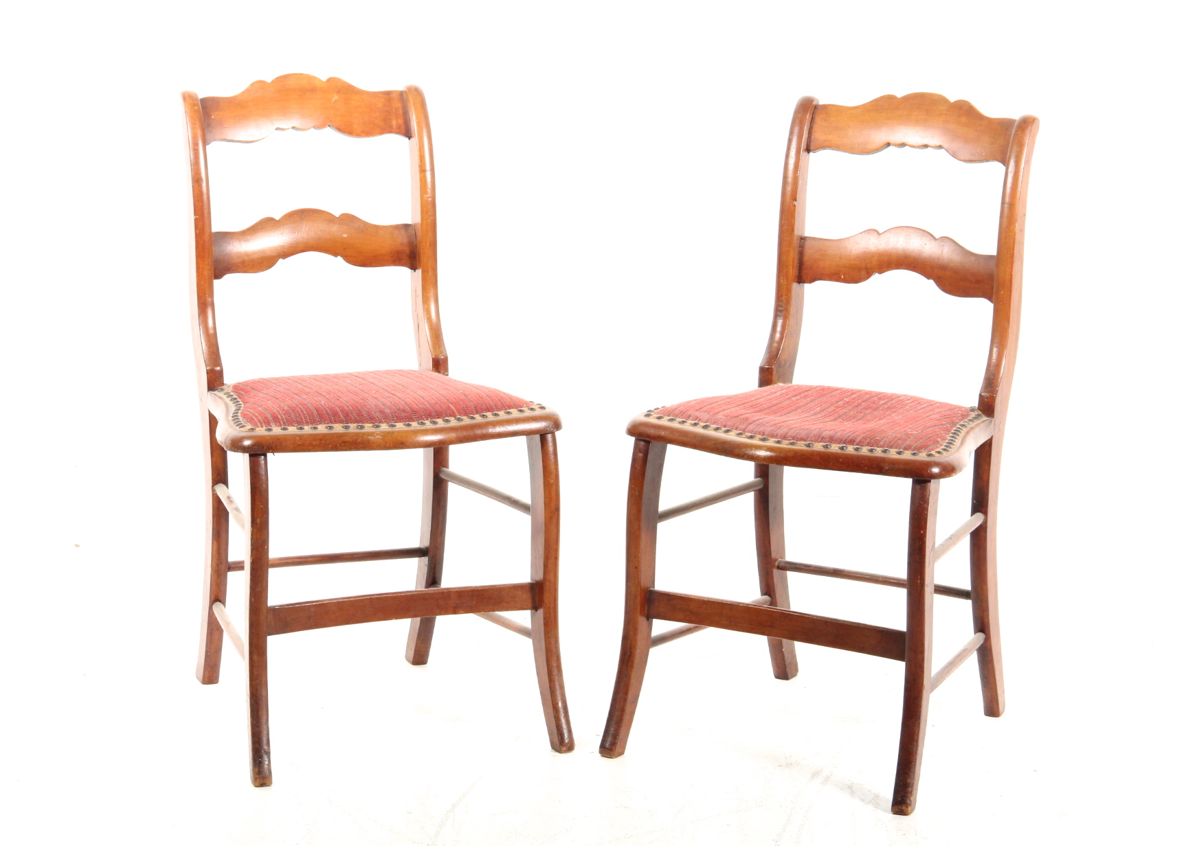 Pair of Ladderback Upholstered Chairs