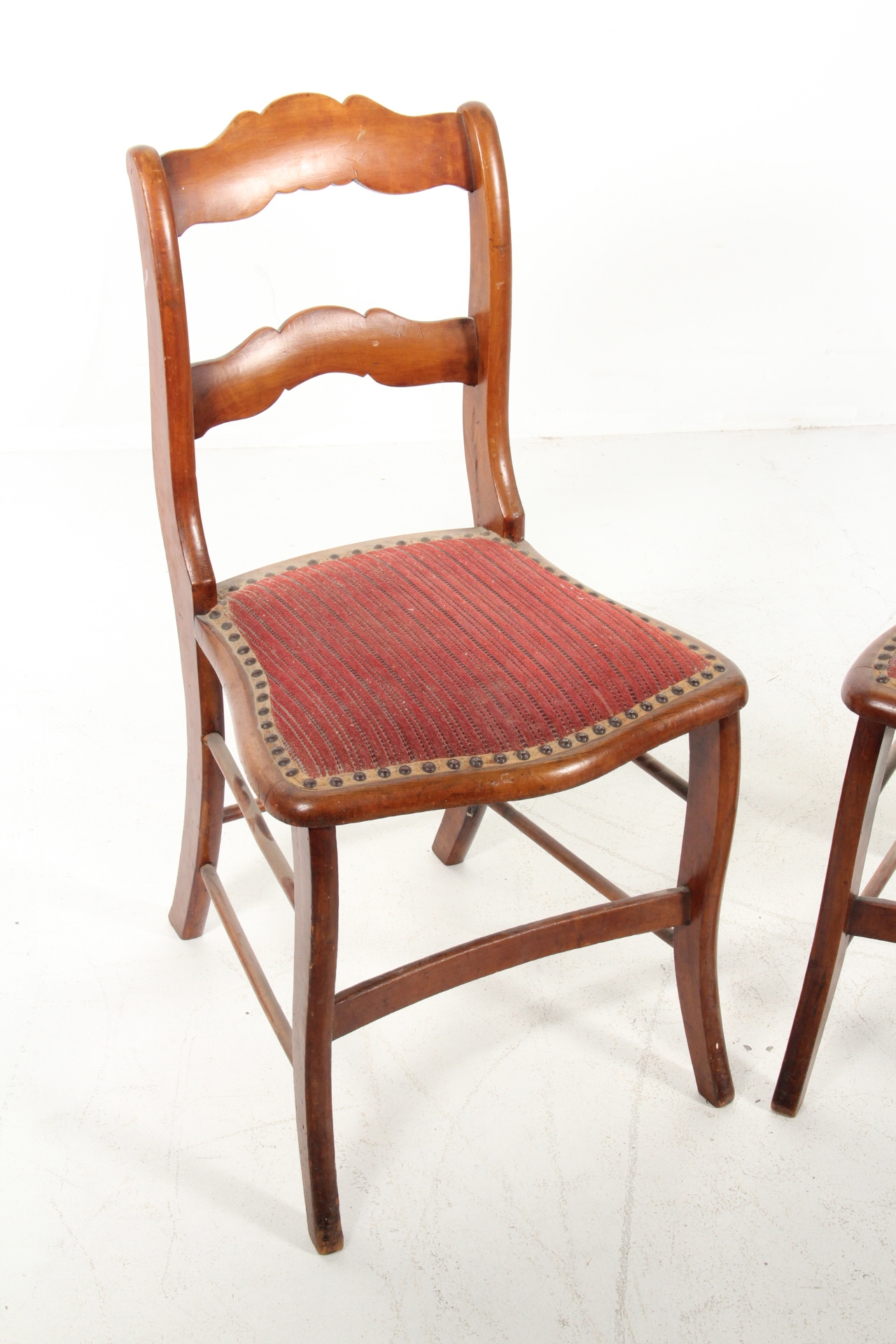 Pair of Ladderback Upholstered Chairs