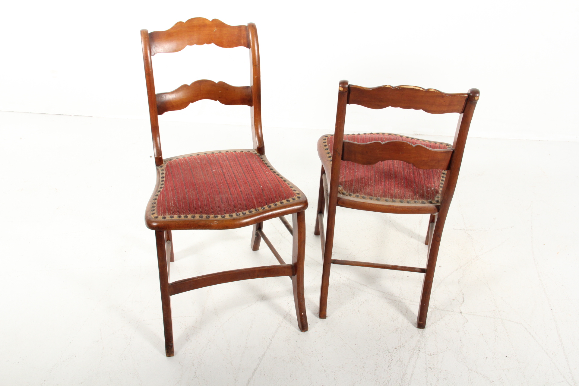 Pair of Ladderback Upholstered Chairs