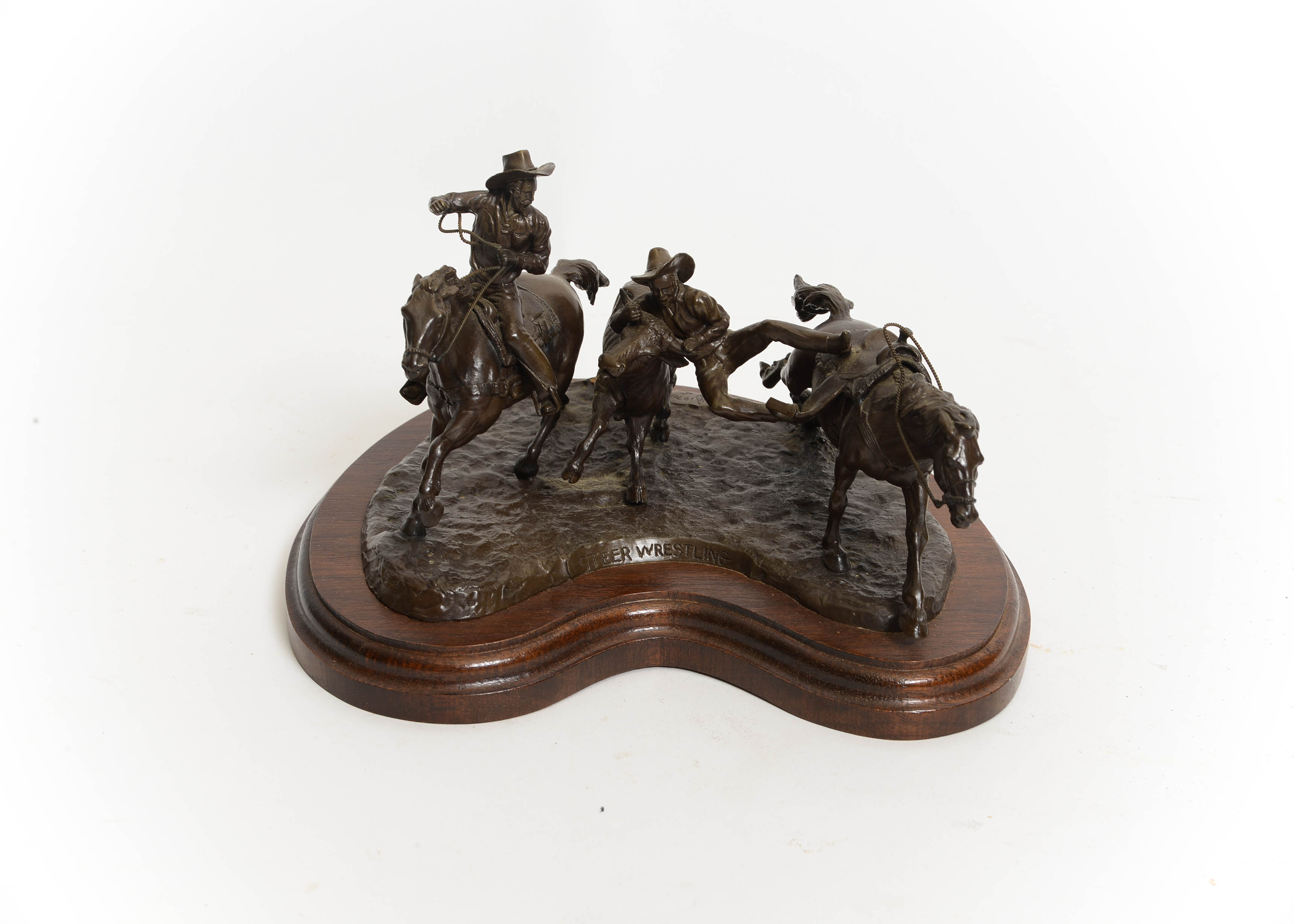 Don Polland Bronze "Steer Wrestling" Sculpture